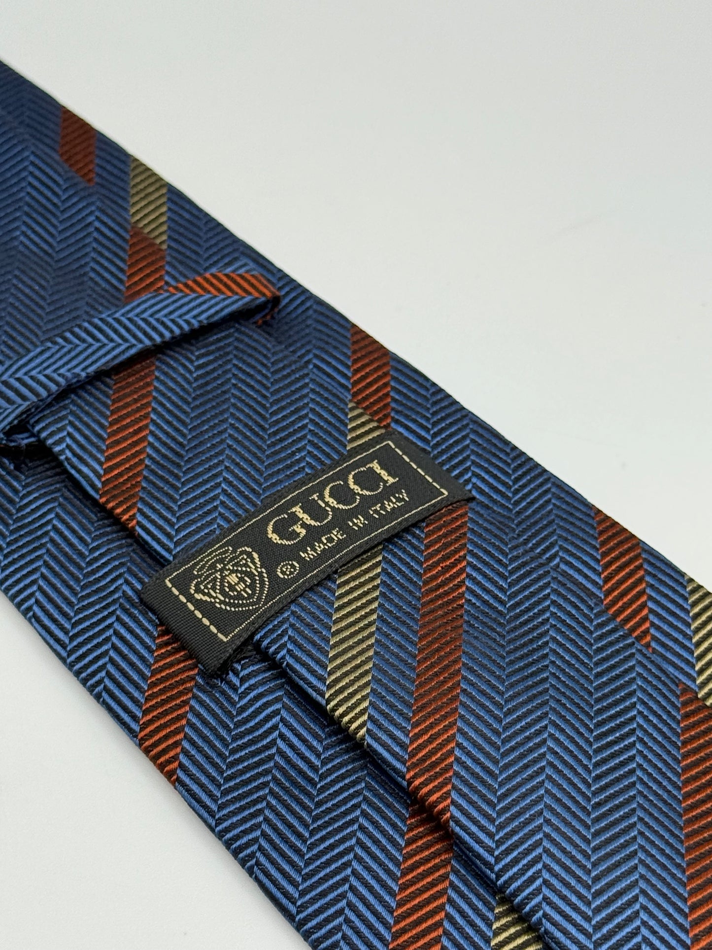 Blue regimental jacquard silk tie