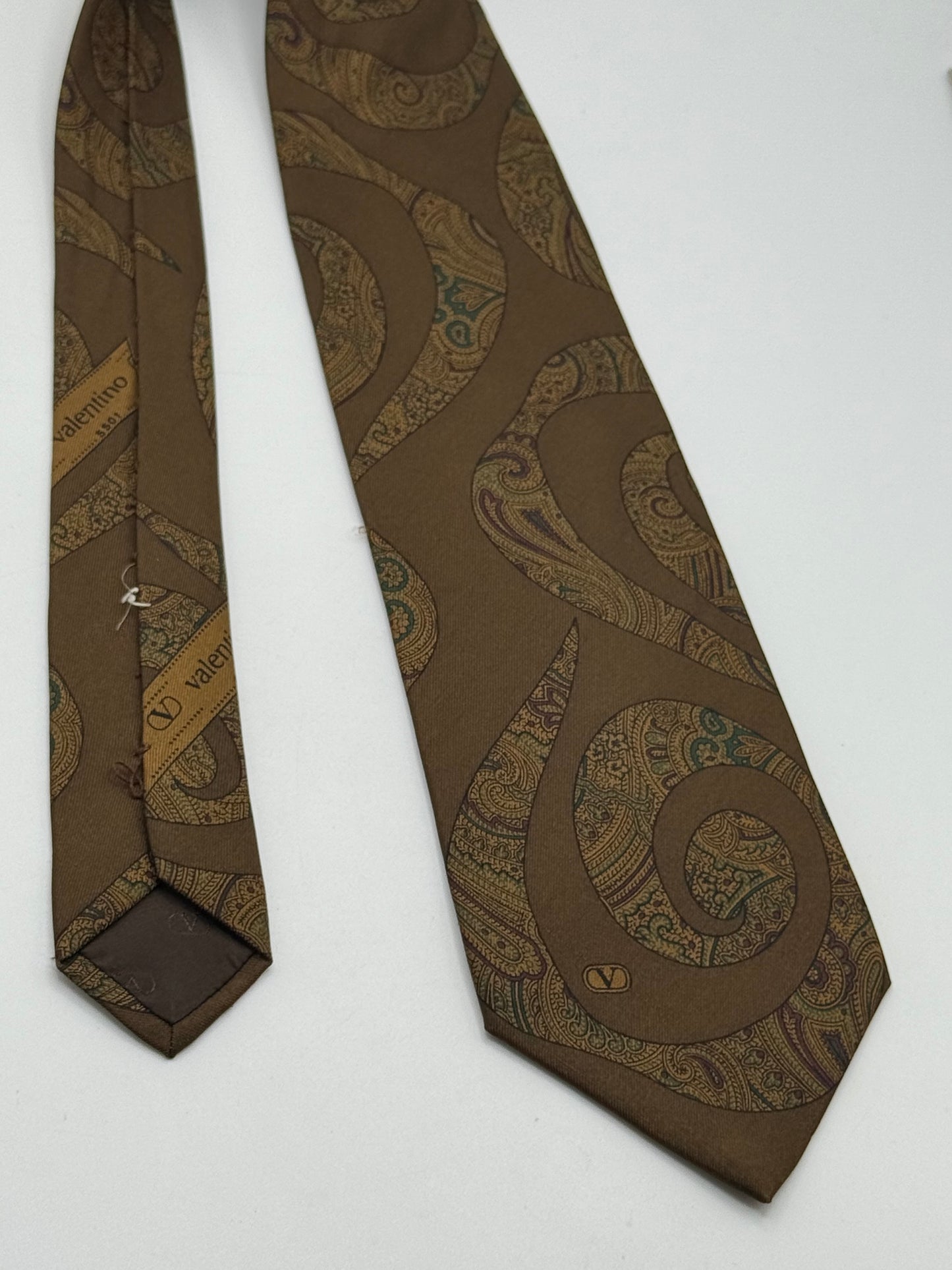 Light brown twill silk tie cashmere pattern