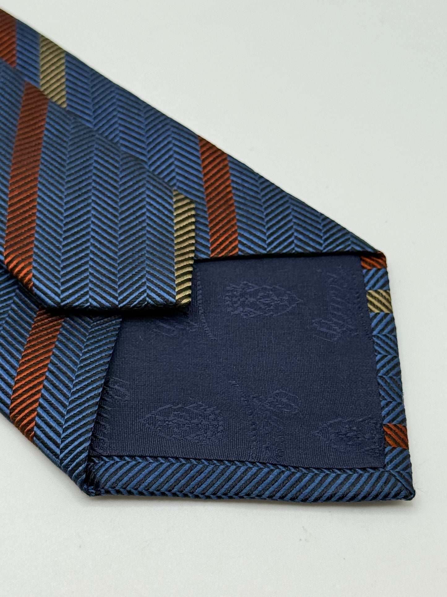 Blue regimental jacquard silk tie