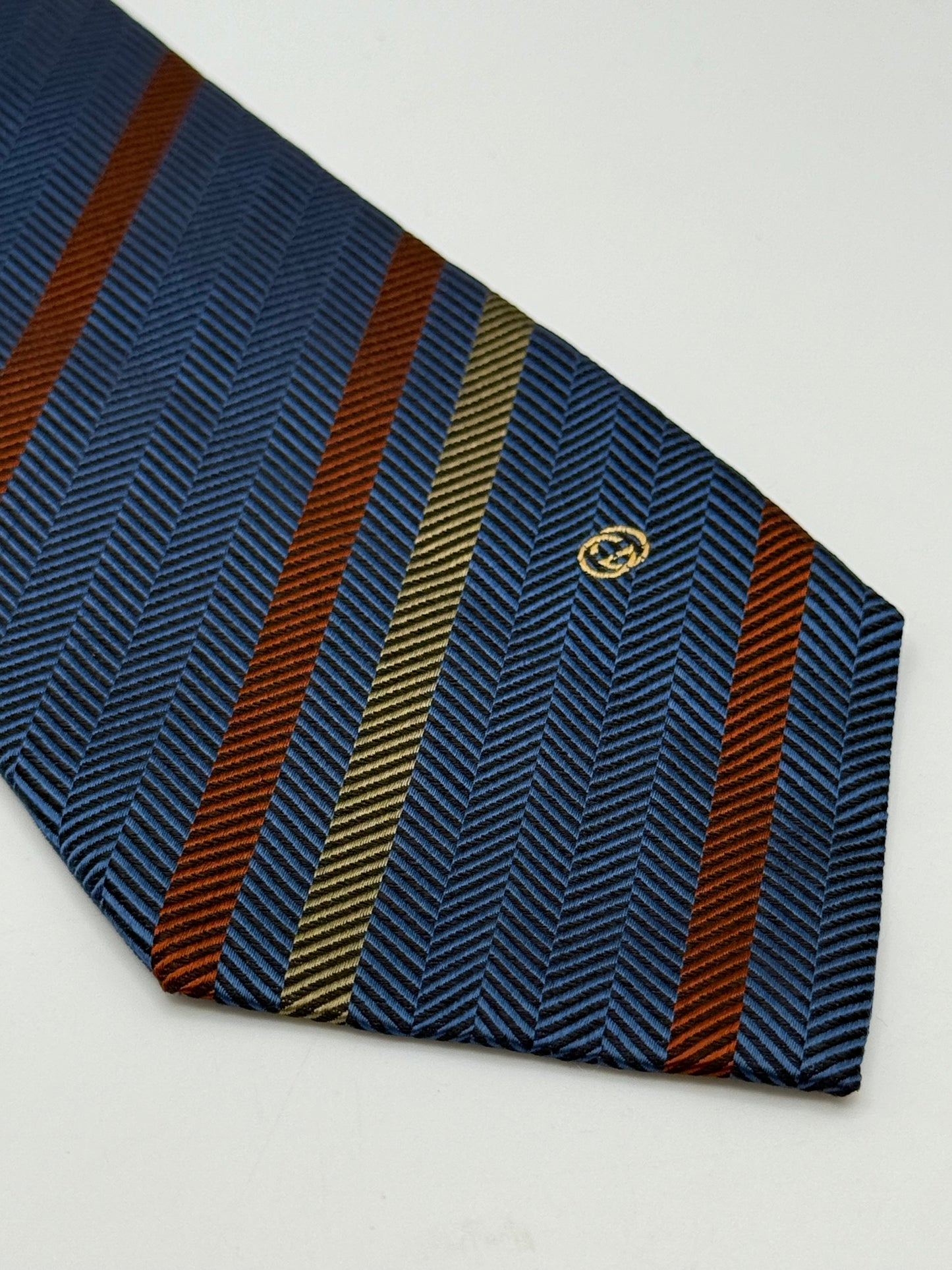 Blue regimental jacquard silk tie