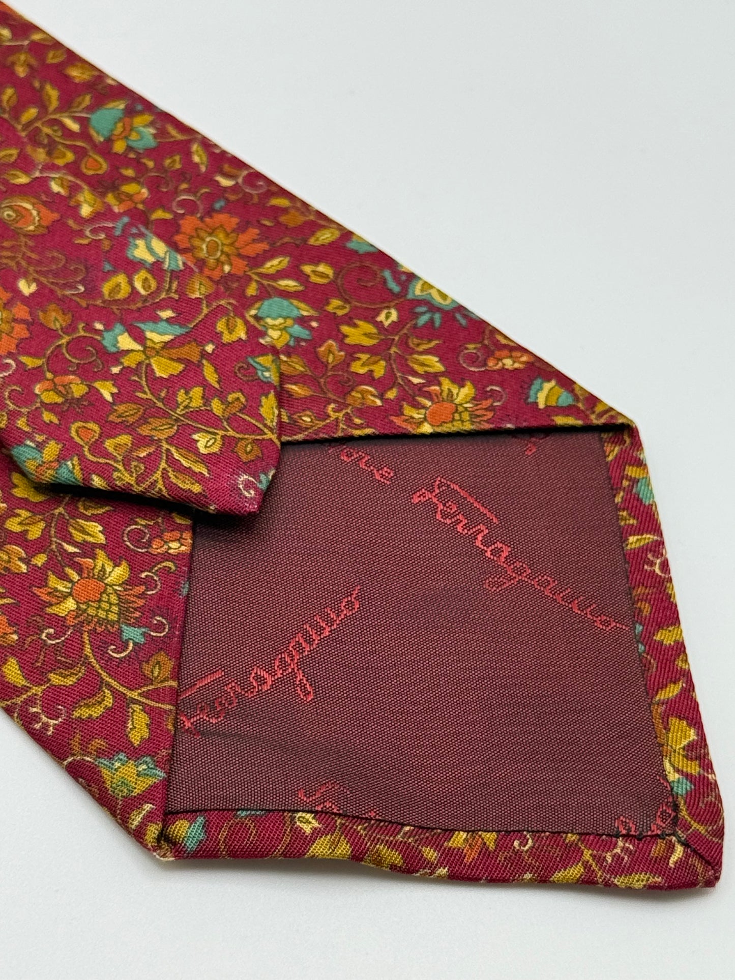 Burgundy silkt whit flower pattern