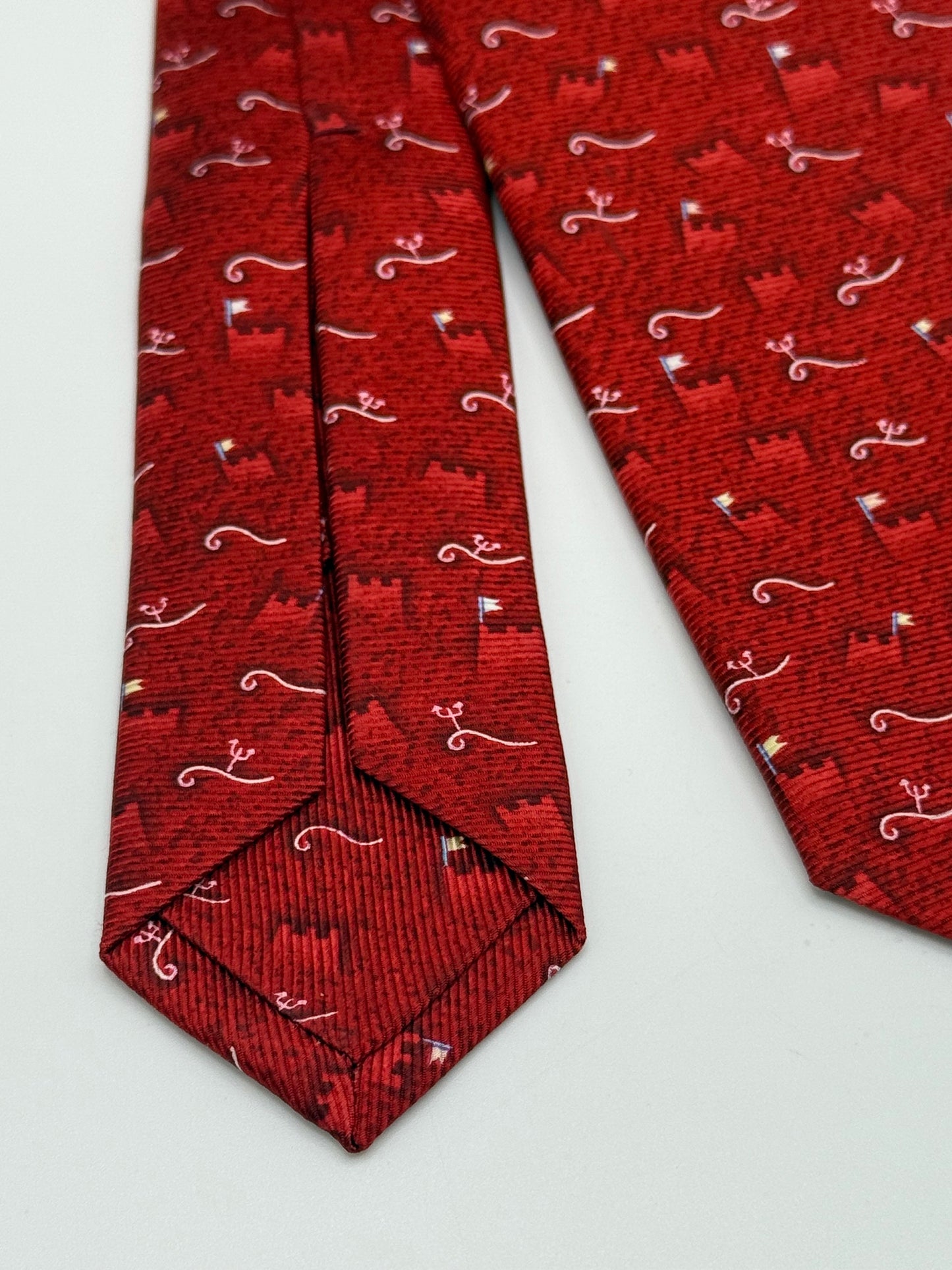 Burgundy twill silk designed tie
