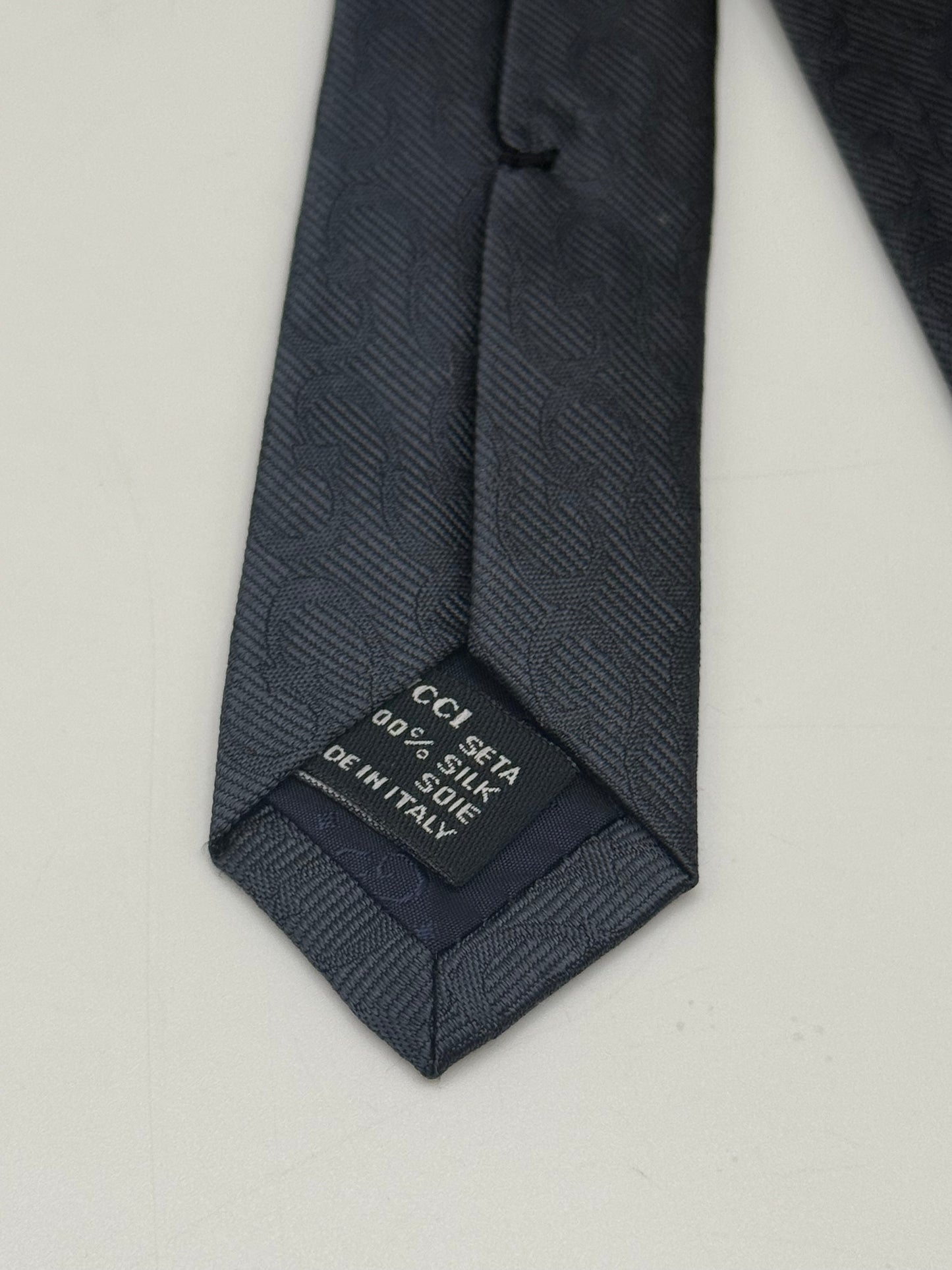 Dark grey jacquard GG silk tie