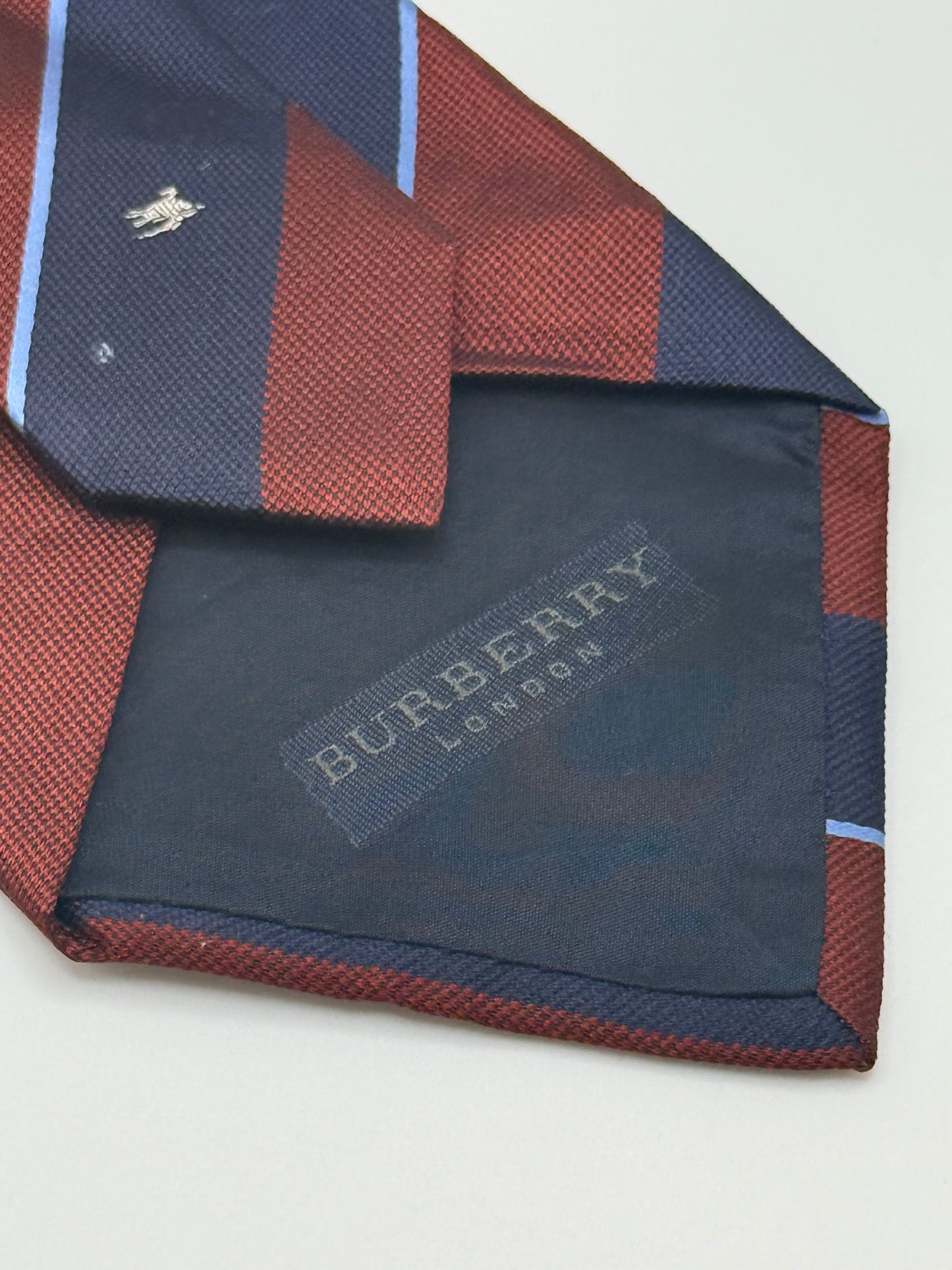 Dark blue and burgundy regimental silk tie