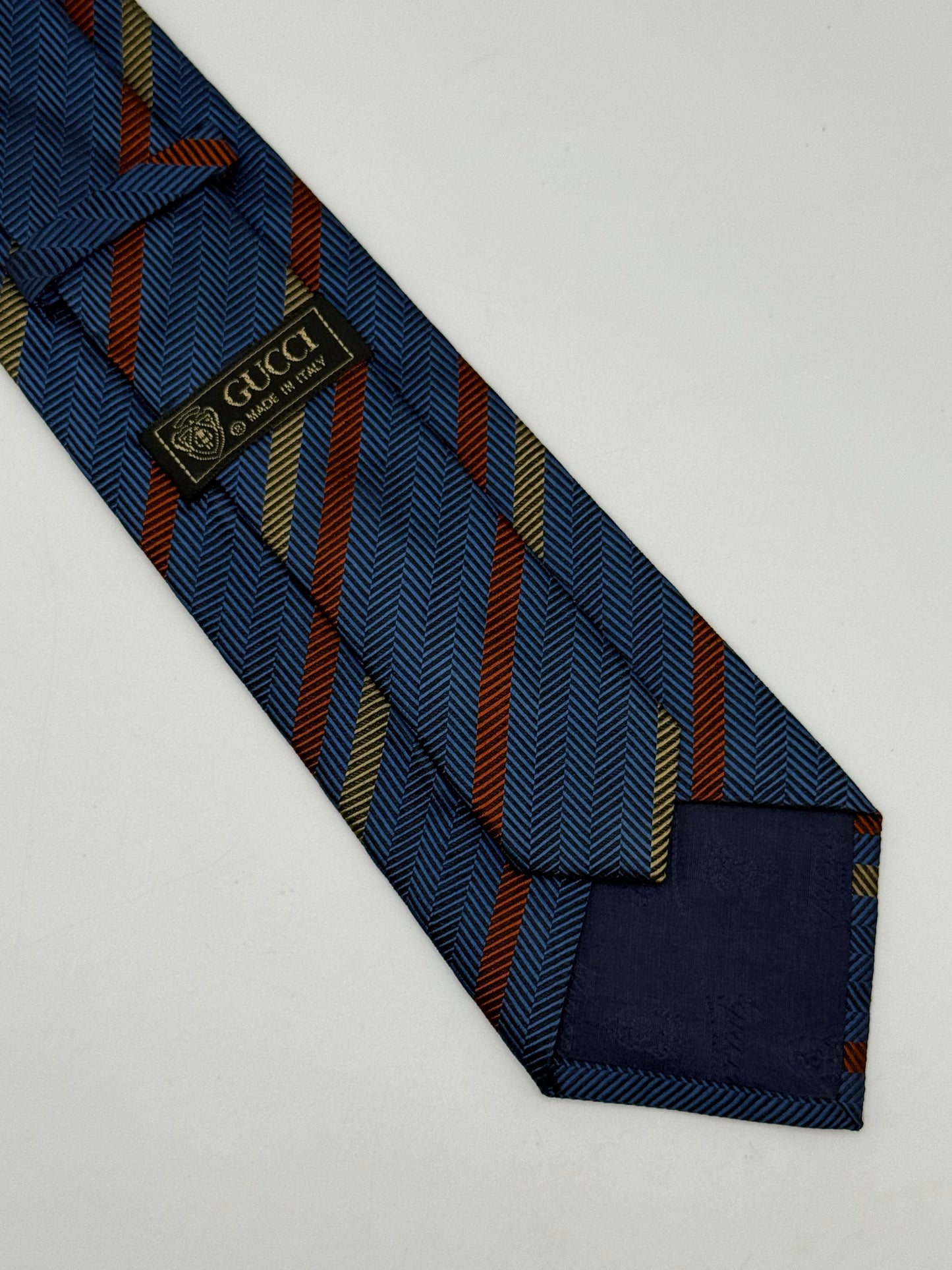 Blue regimental jacquard silk tie