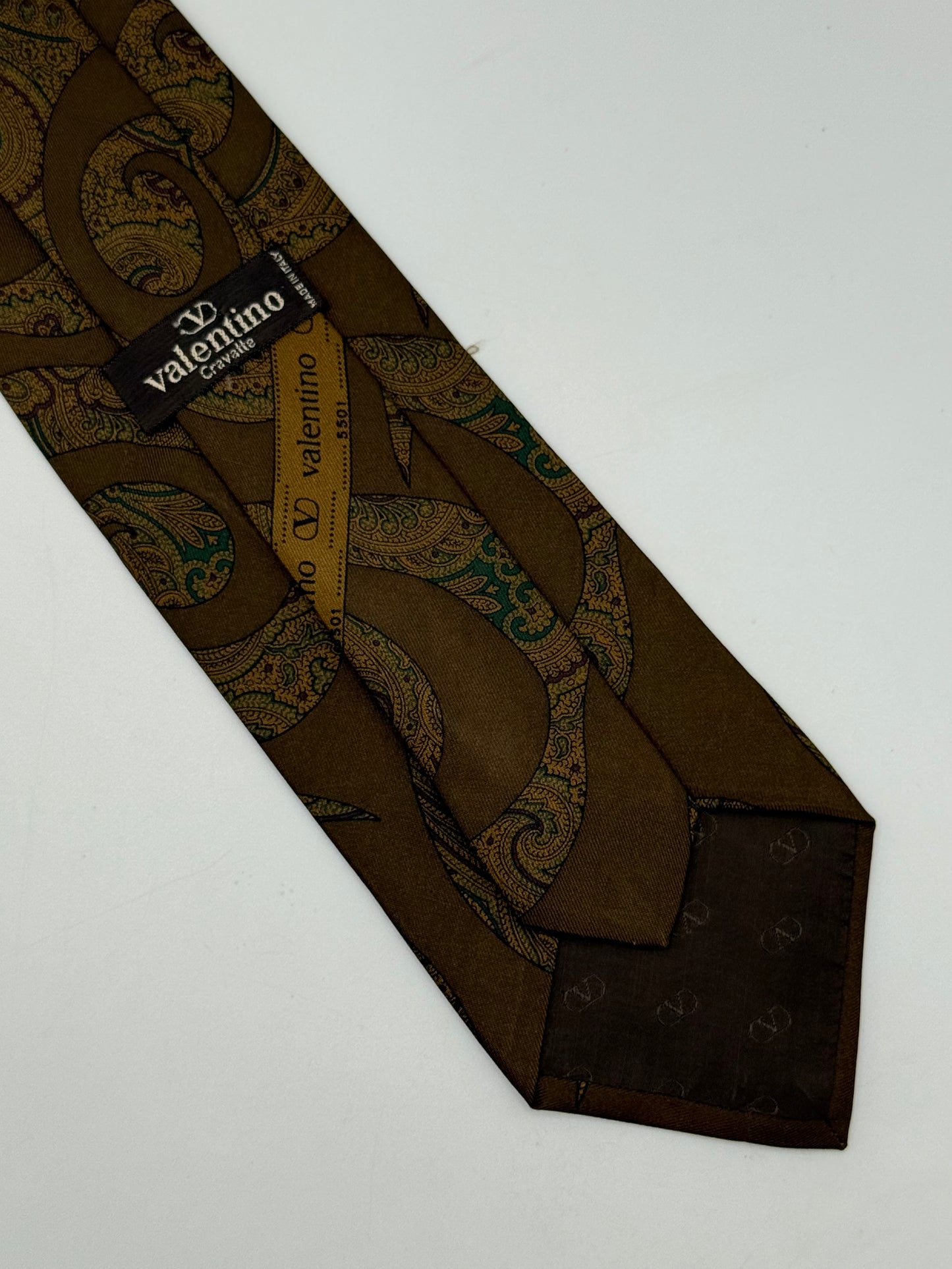 Light brown twill silk tie cashmere pattern