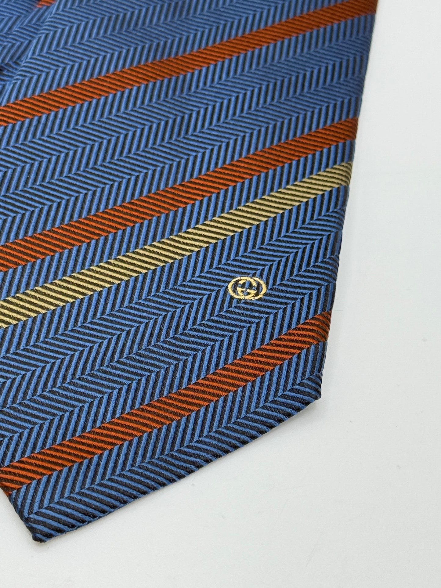 Blue regimental jacquard silk tie