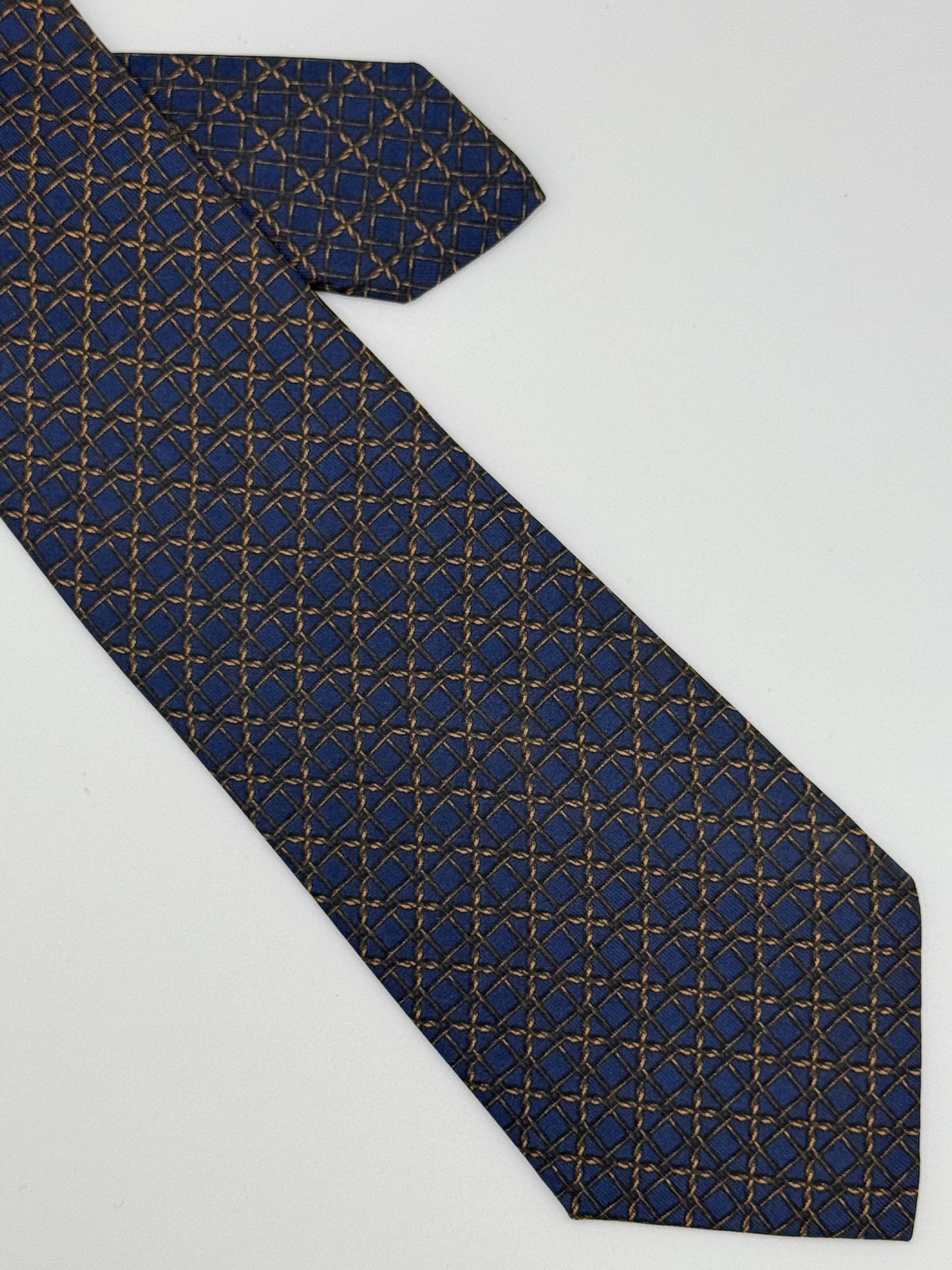 Dark blue chain silk tie