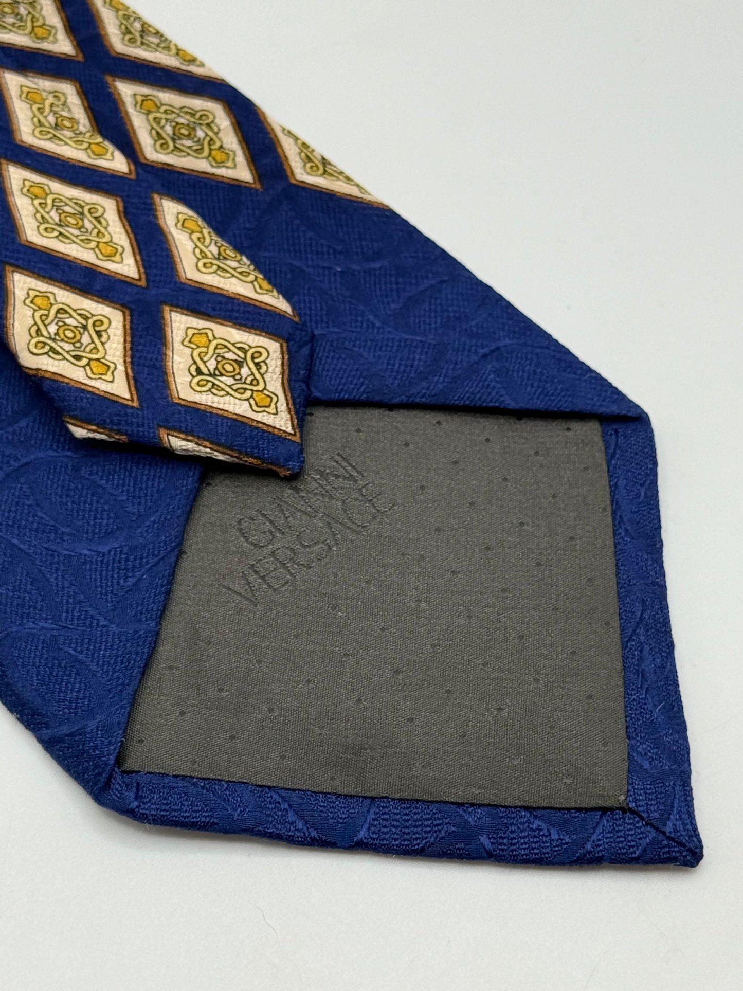 Dark blue twill silk tie baroque