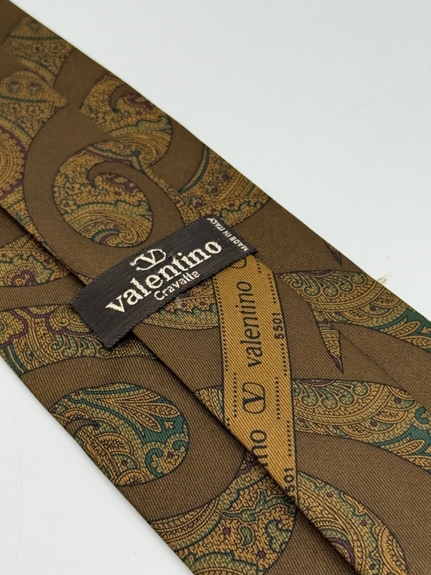 Light brown twill silk tie cashmere pattern