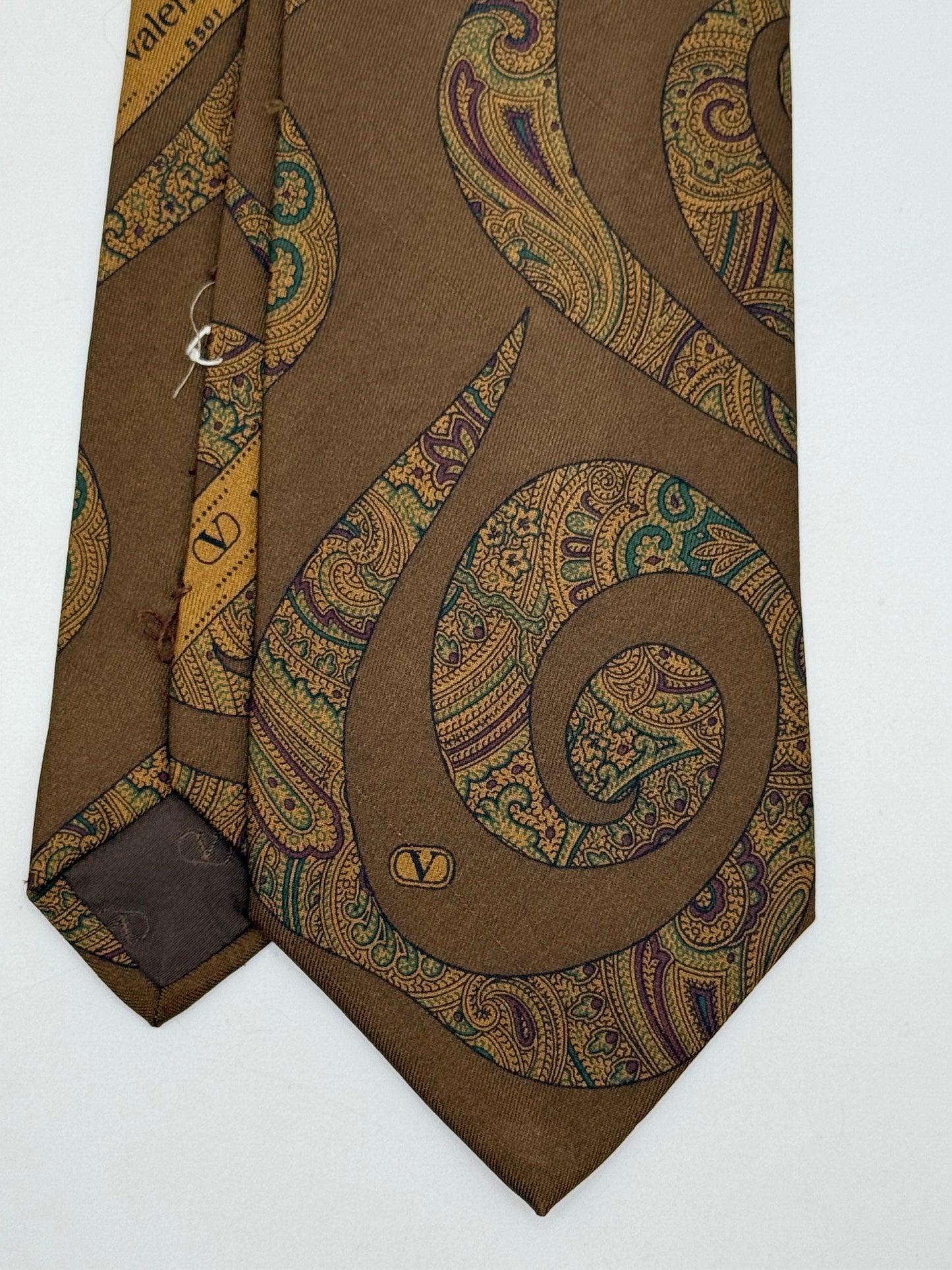 Light brown twill silk tie cashmere pattern