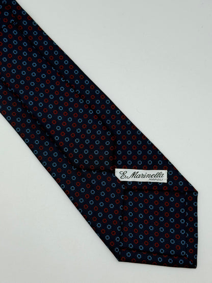 Dark blue silk micro flower tie