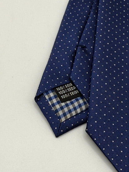 Blue polka-dot silk tie