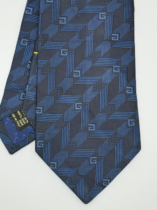 Dark blue jacquard silk tie