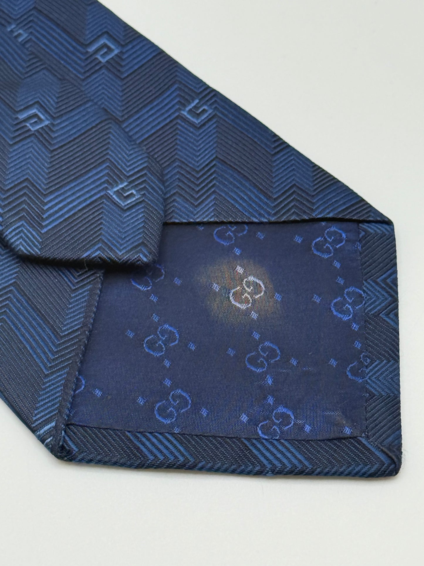 Dark blue jacquard silk tie