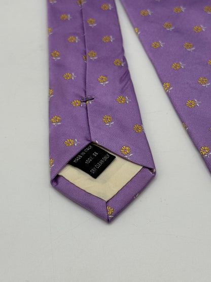 Light purple twill silk tie Whit small flower pattern