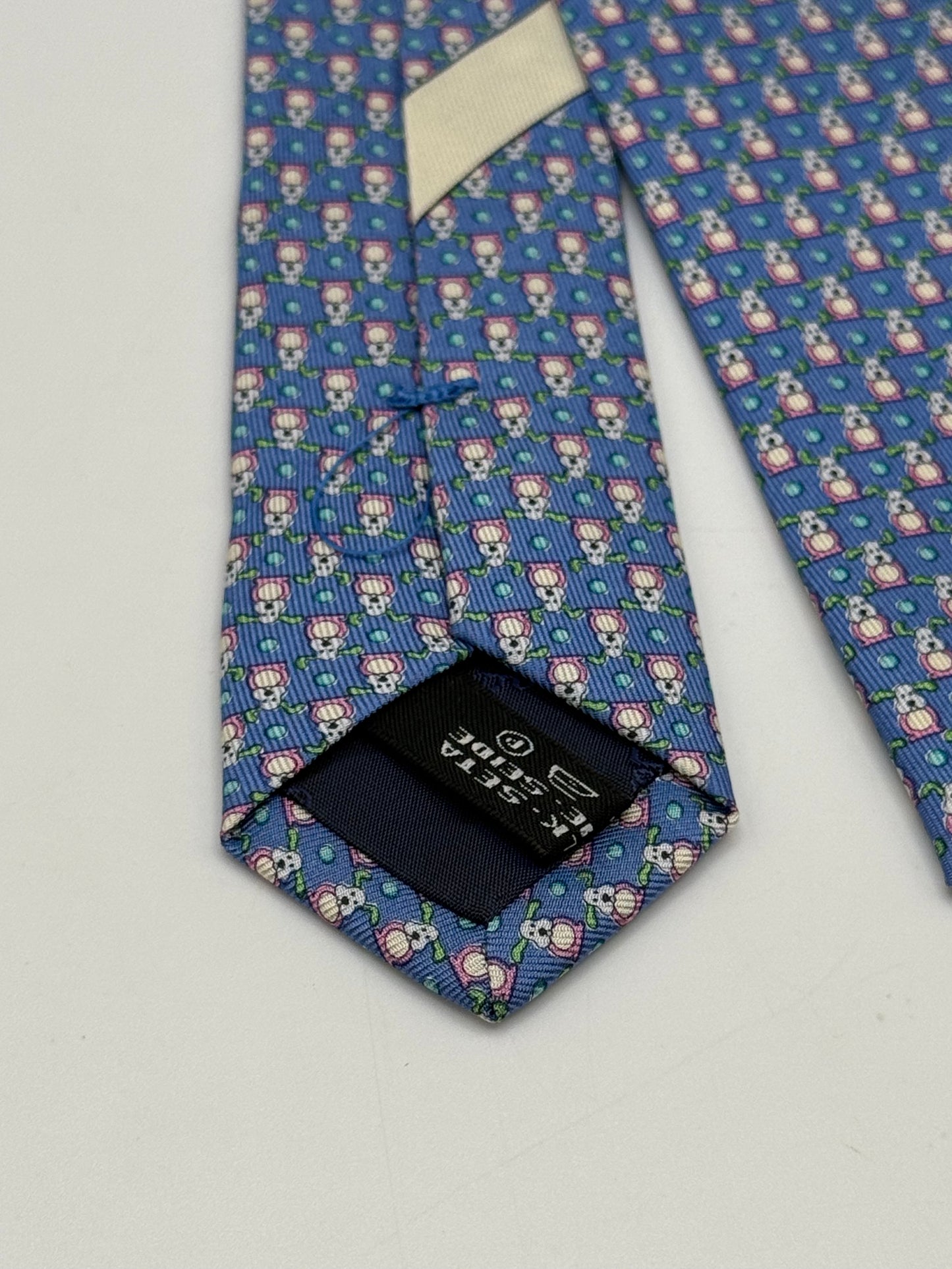 Blue twill silk tie whit micro pattern