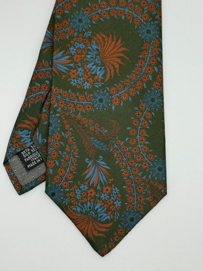 Dark green jacquard silk tie