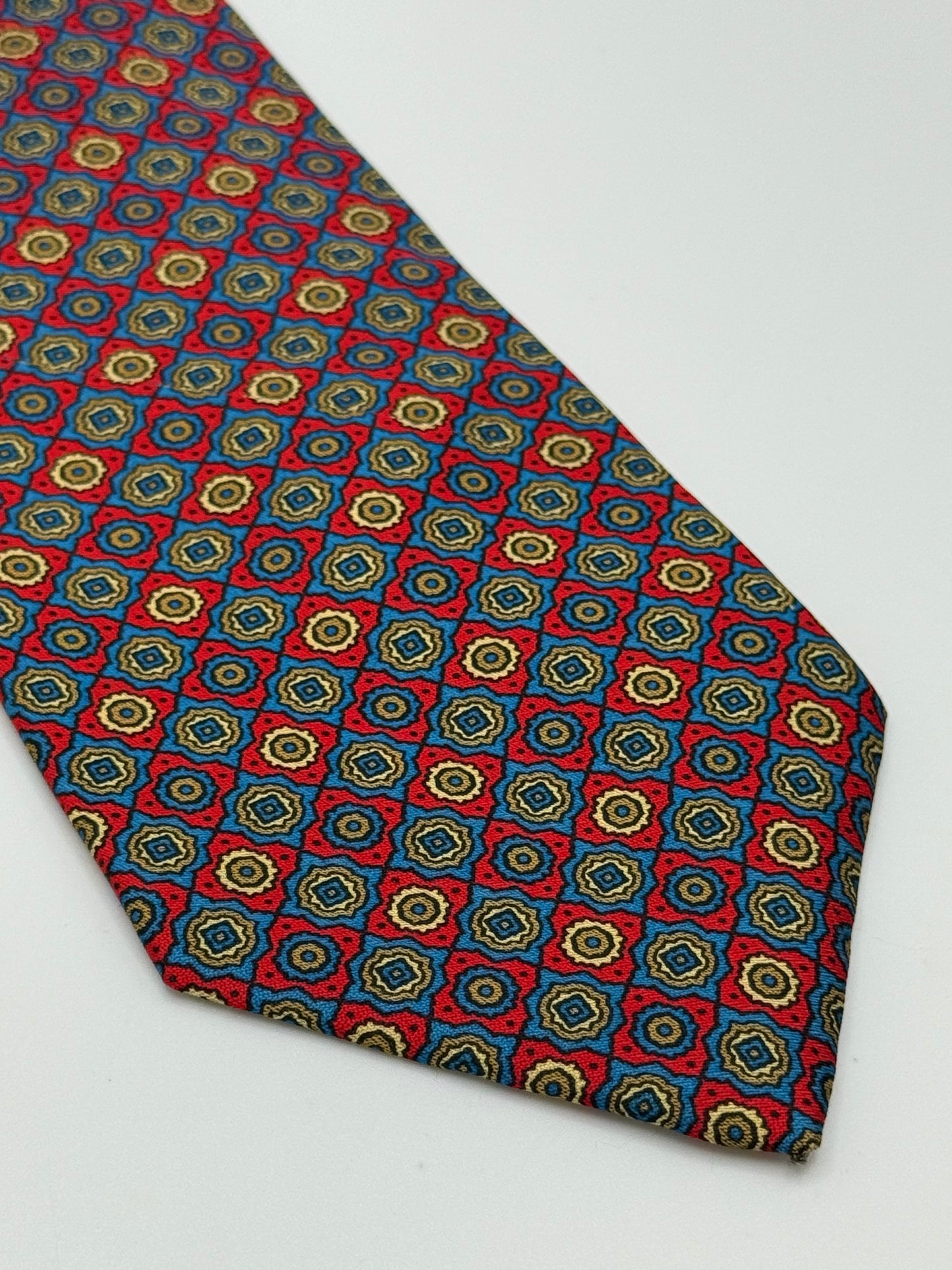 Burgundy geometric pattern silk tie