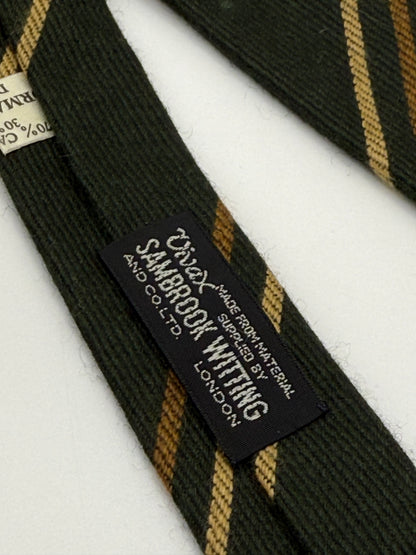 Dark green regimental cashmere and silk tie