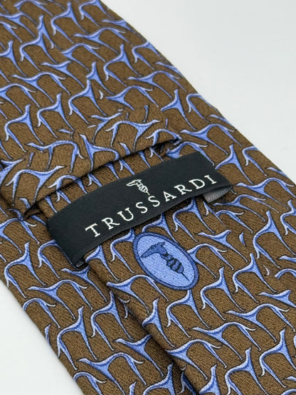 Brown twill silk tie