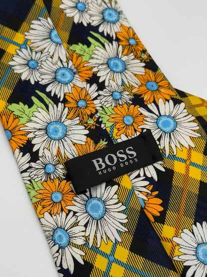Black silk flower tie