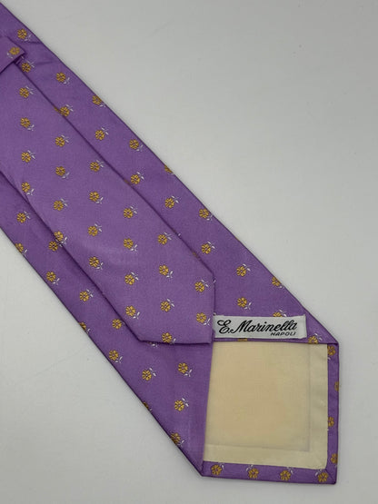 Light purple twill silk tie Whit small flower pattern