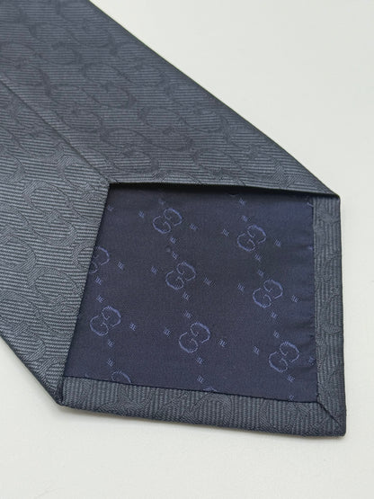 Dark grey jacquard GG silk tie