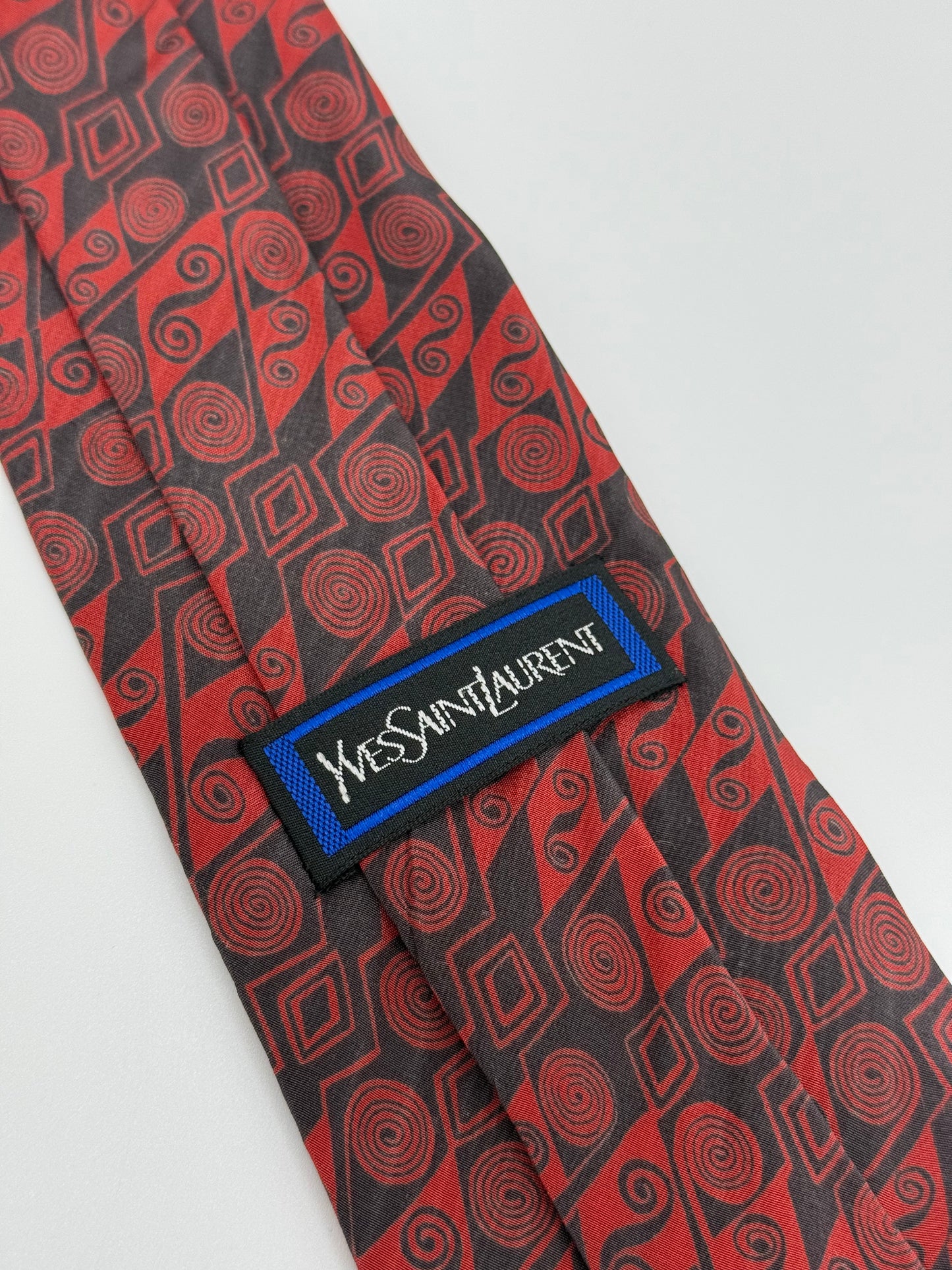 Burgundy geometric silk tie