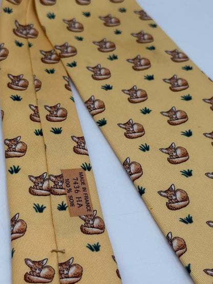 Yellow twill silk tie