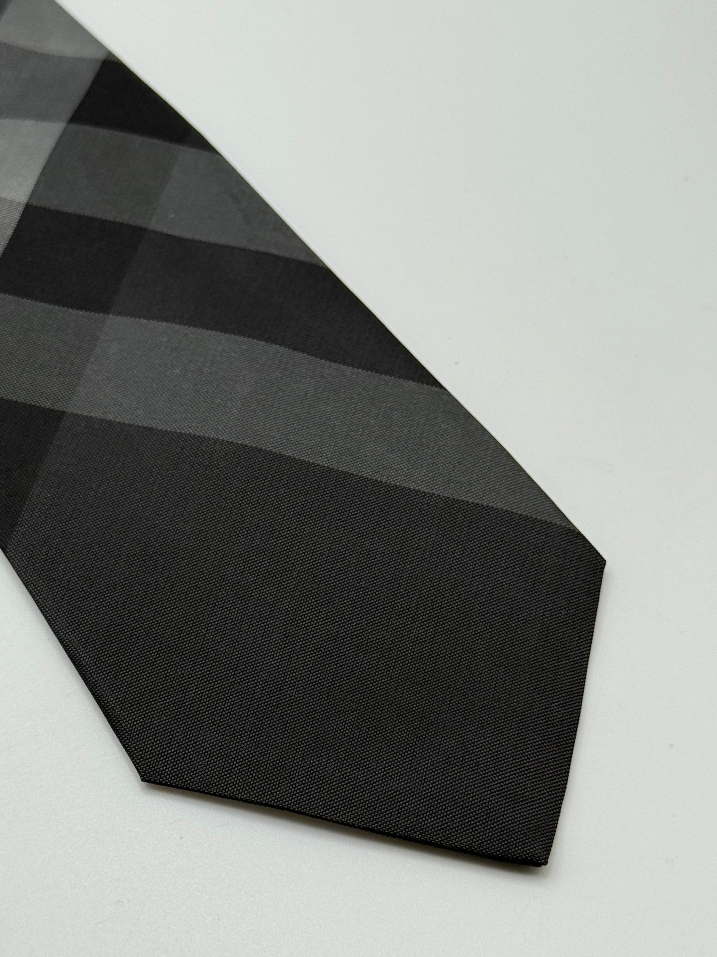 Black checked silk tie