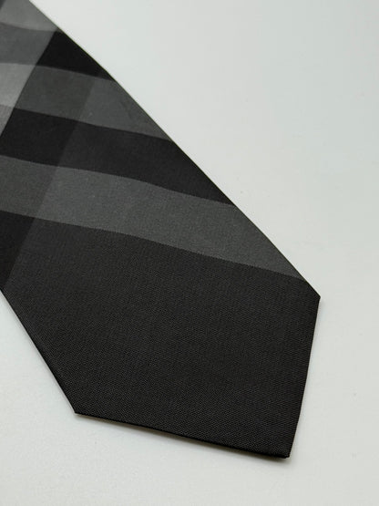 Black checked silk tie
