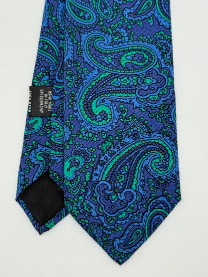 Blue silk tie whit cashmere pattern