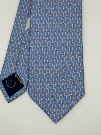 Turquoise silk tie seal pattern