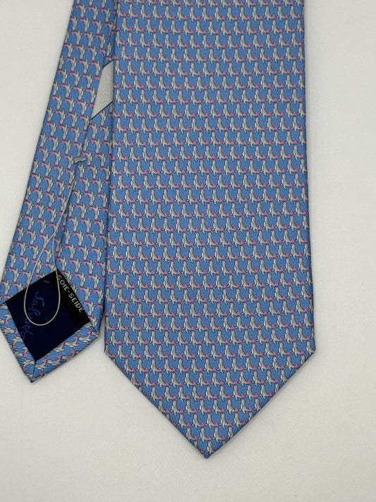 Turquoise silk tie seal pattern