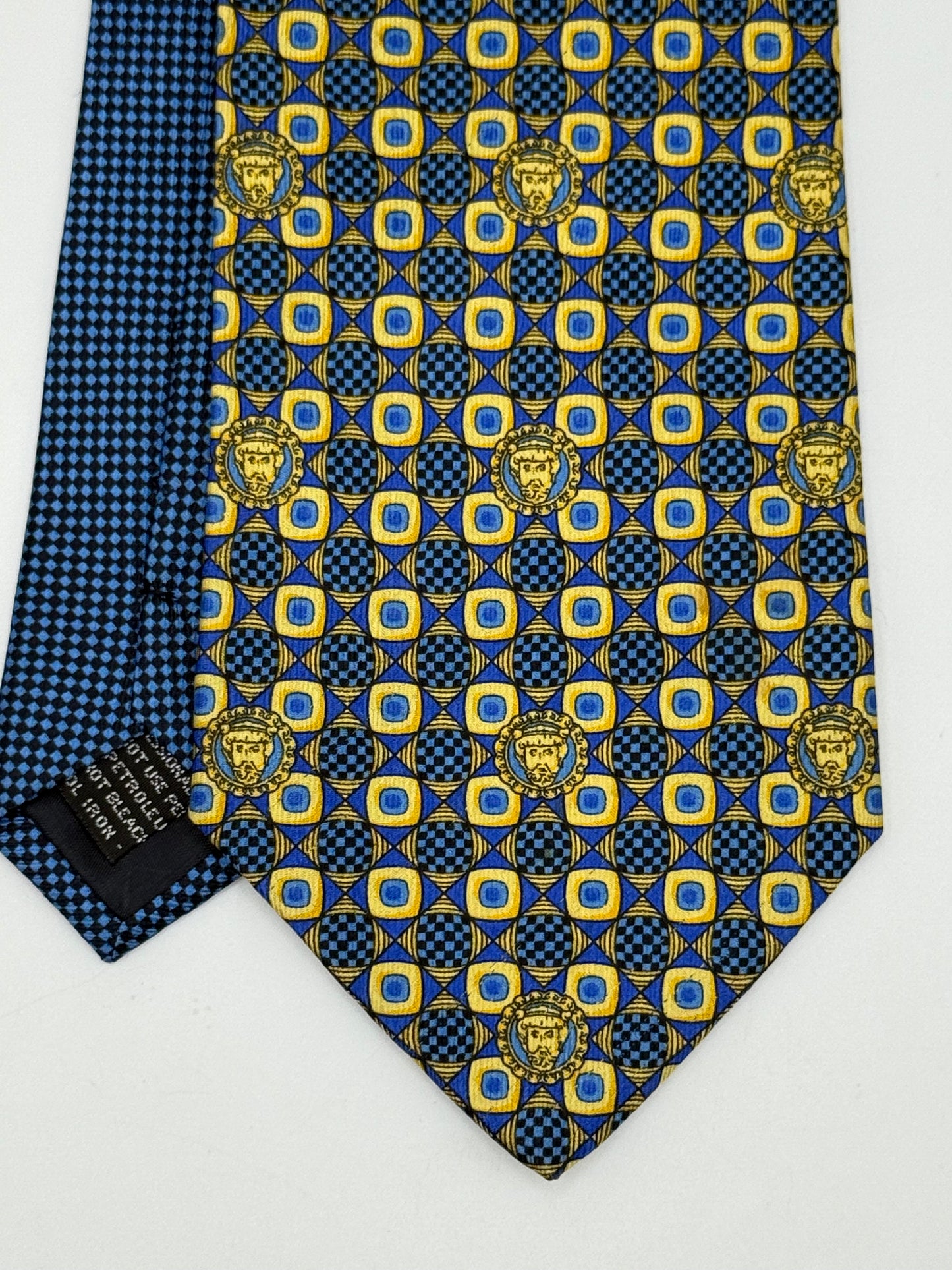 Blue and gold vintage twill silk tie