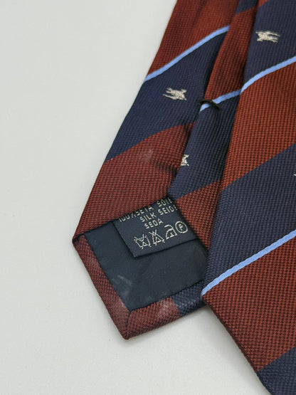 Dark blue and burgundy regimental silk tie