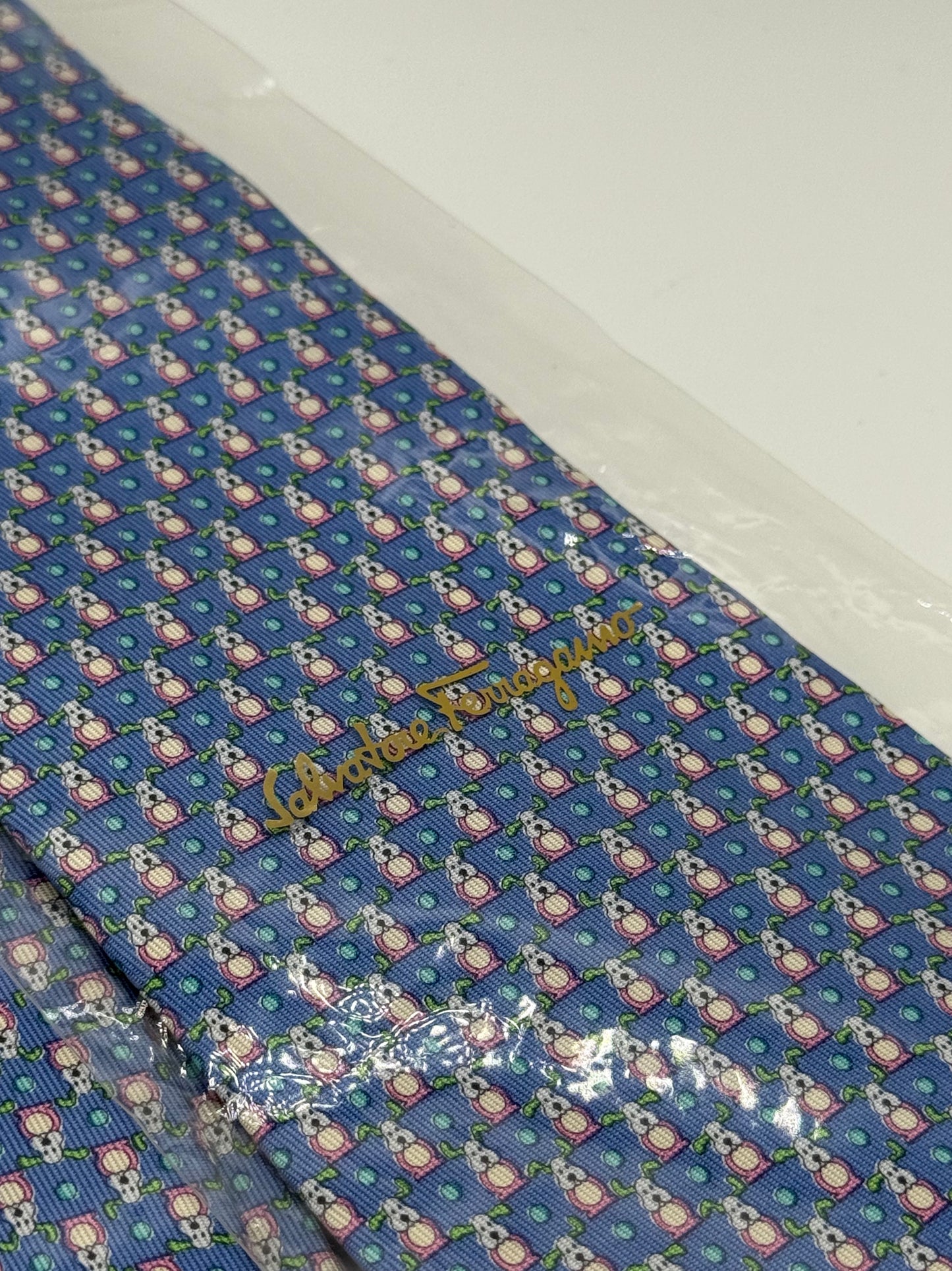 Blue twill silk tie whit micro pattern