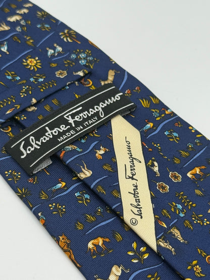 Dark blue twill silk tie