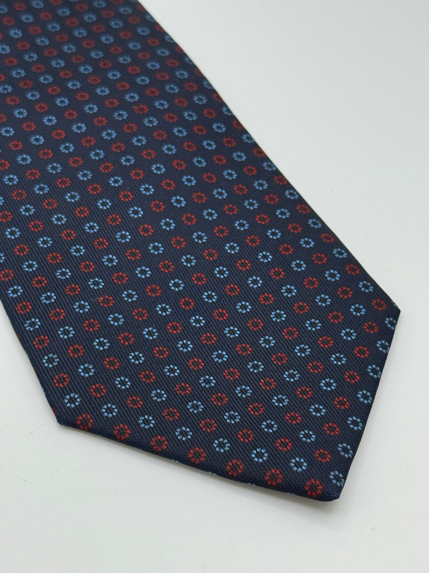 Dark blue silk micro flower tie