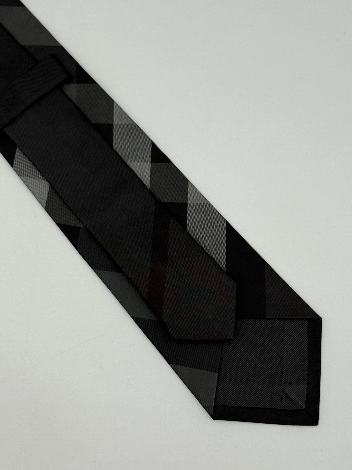 Black checked silk tie
