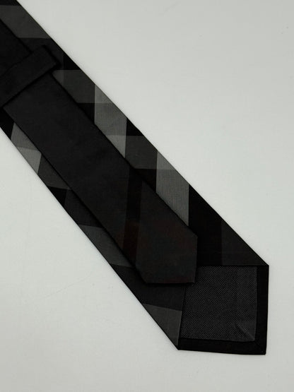 Black checked silk tie