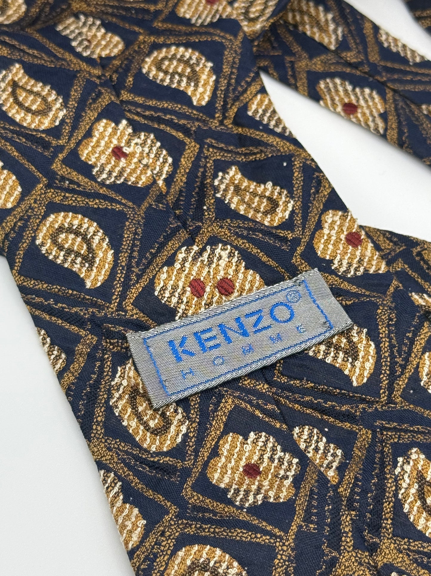 Dark blue flower and paisley silk tie