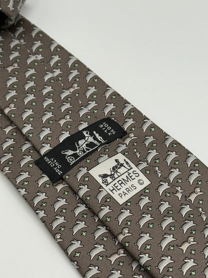 Grey twill silk tie