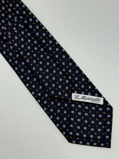 Dark blue silk tie whit small leaf