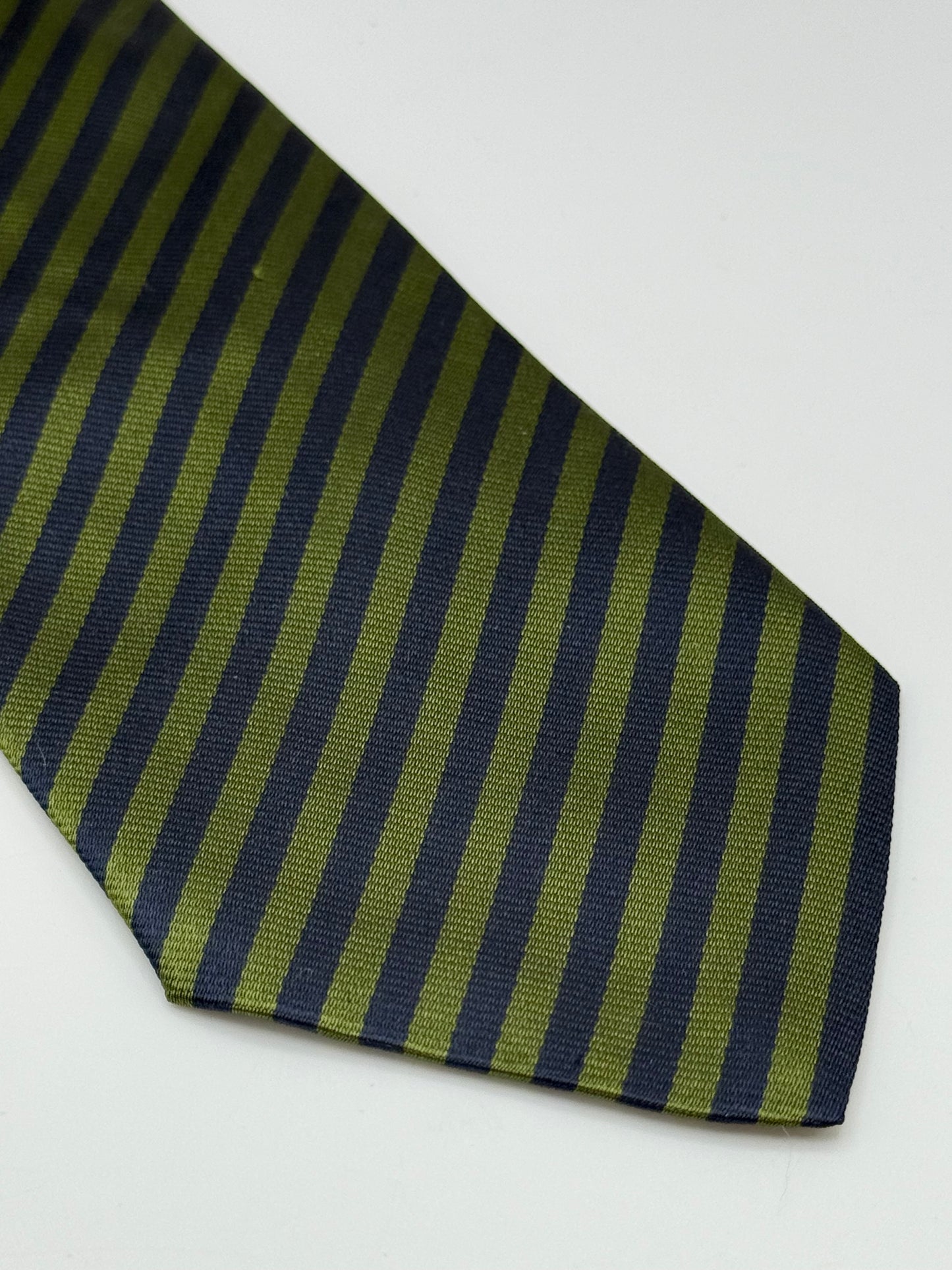 Dark green and blue stripes silk tie