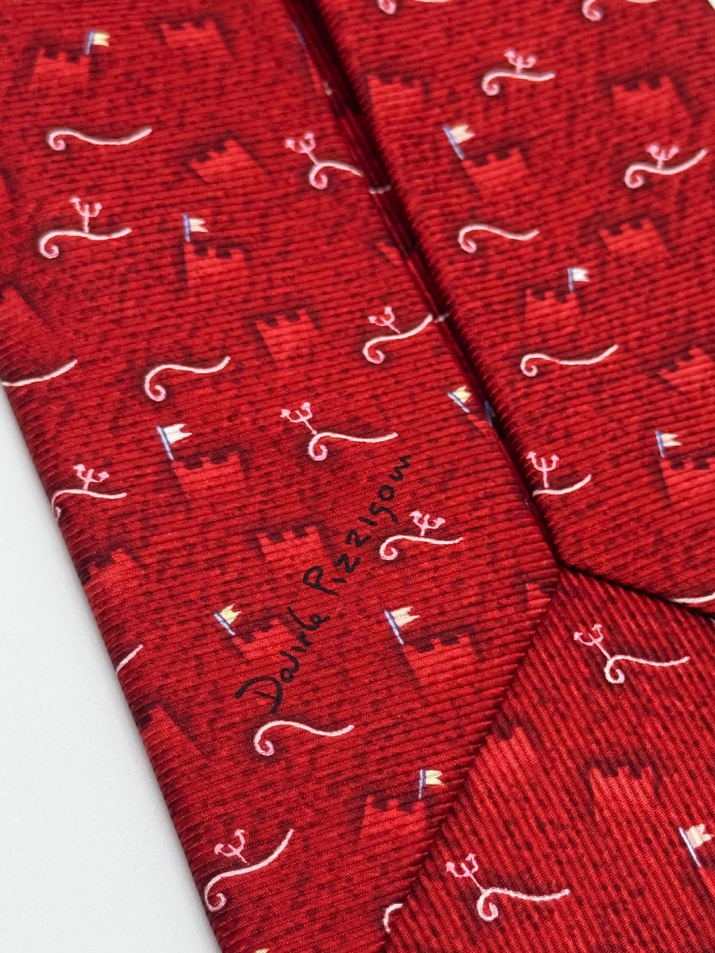 Burgundy twill silk designed tie