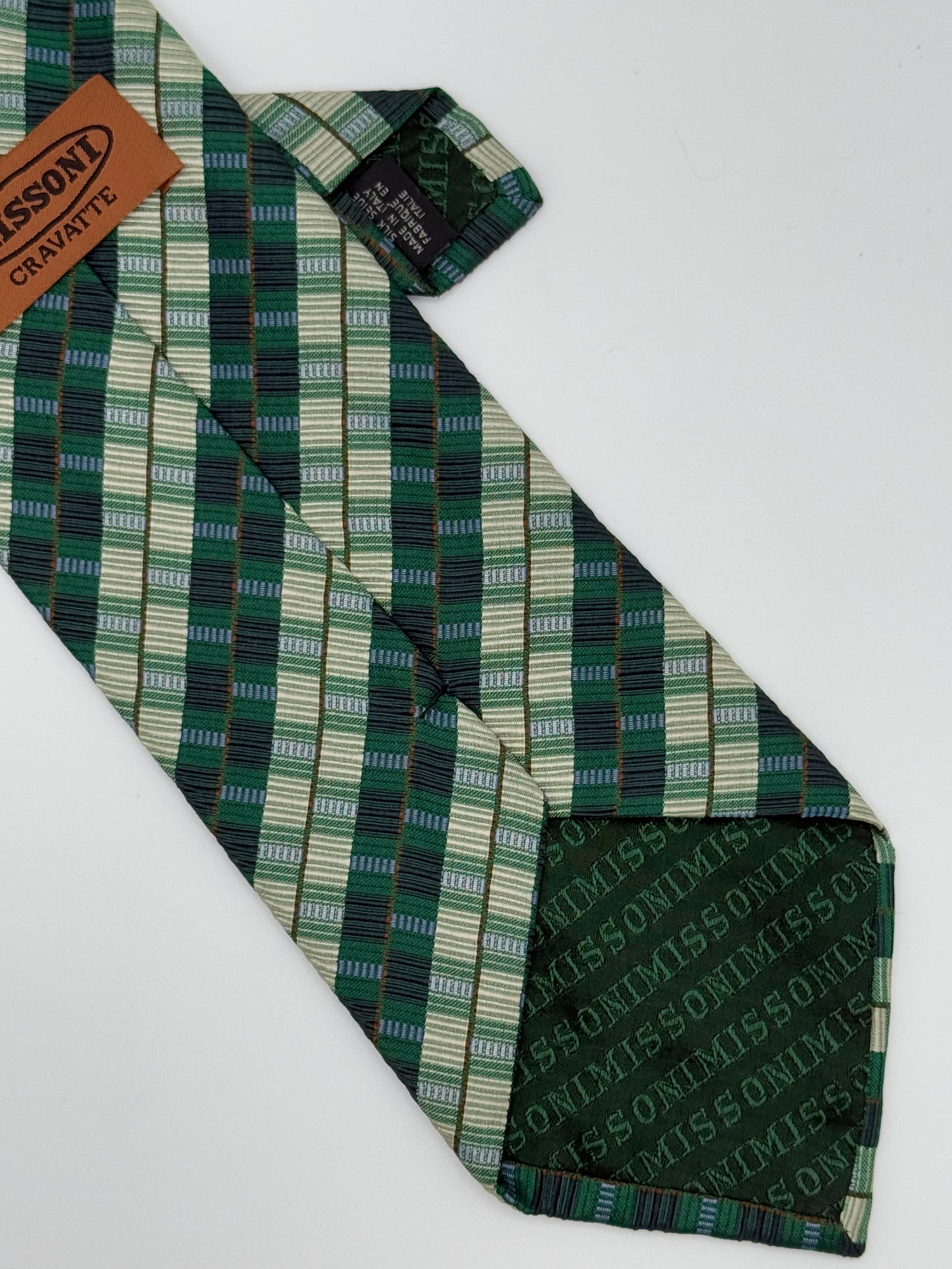 Light and dark green silk tie Missoni