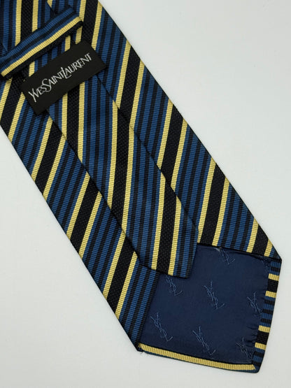 Dark blue silk tie whit stripes