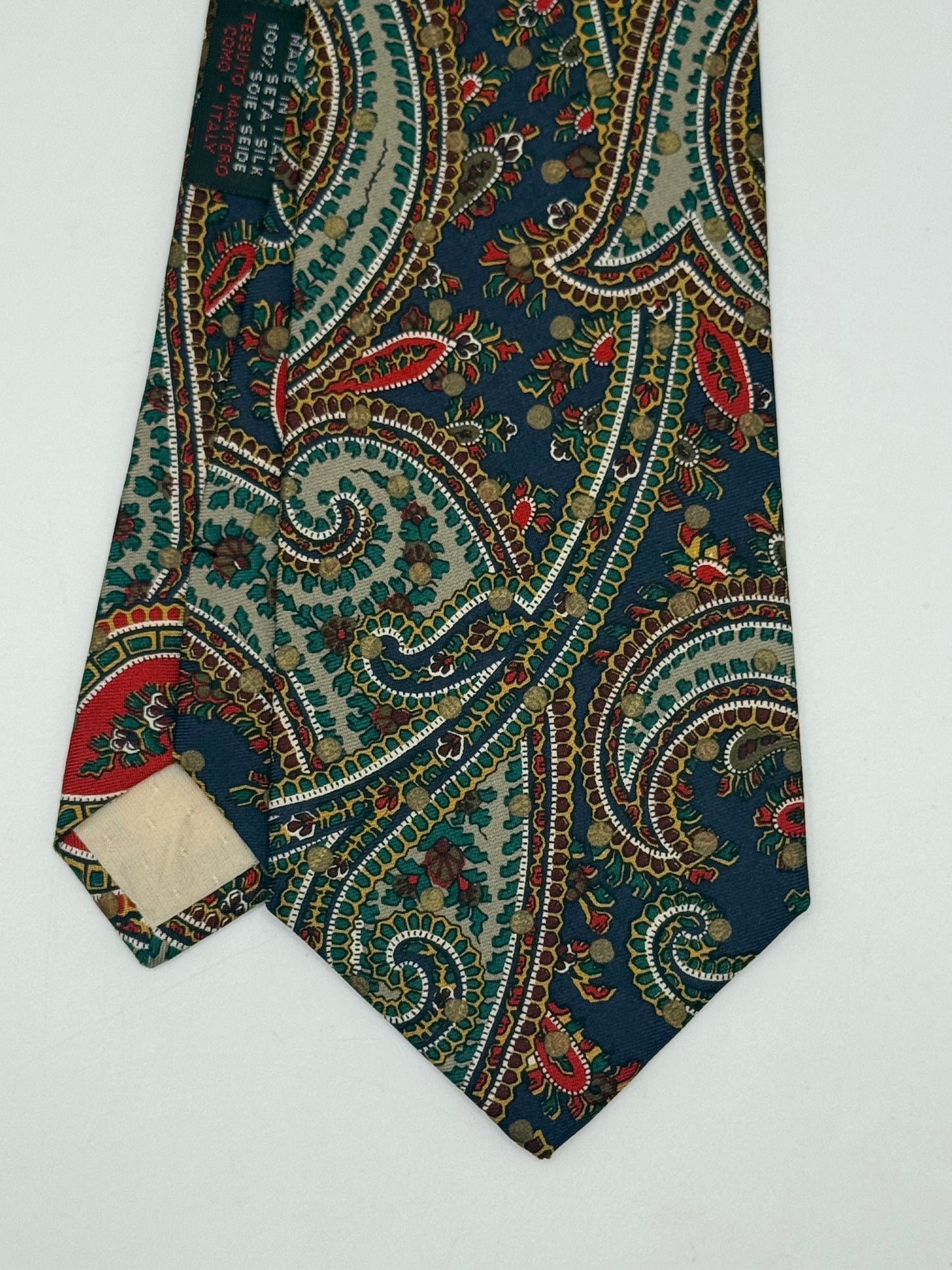 Dark blue silk tie whit cashmere pattern
